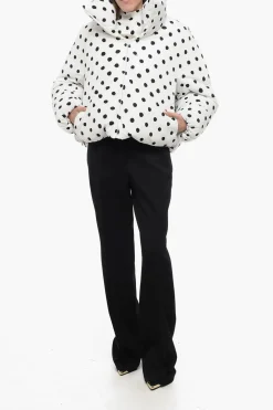 Sale DINGYUN ZANG Piumino Over Crop con Fantasia a Pois Donna Giubbotti
