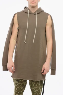 DRKSHDW Felpa Hoodie in Cotone con Cut-outs e Bordi a Taglio Vivo>Rick Owens Sale