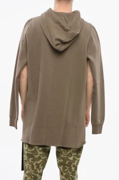 DRKSHDW Felpa Hoodie in Cotone con Cut-outs e Bordi a Taglio Vivo>Rick Owens Sale