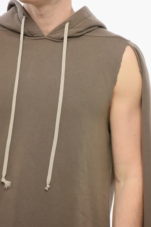 DRKSHDW Felpa Hoodie in Cotone con Cut-outs e Bordi a Taglio Vivo>Rick Owens Sale