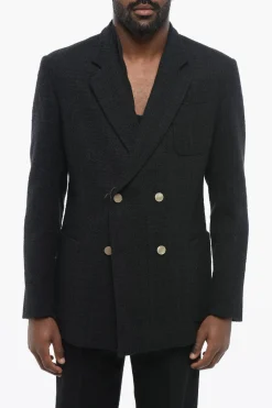 EMPORIO Blazer Doppiopetto in Tweed con Tasche a Toppa>Armani New