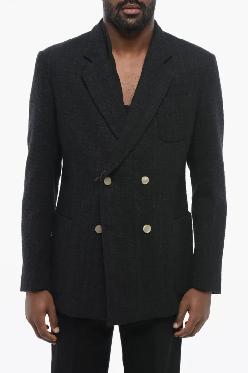 EMPORIO Blazer Doppiopetto in Tweed con Tasche a Toppa>Armani New