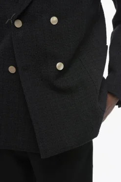 EMPORIO Blazer Doppiopetto in Tweed con Tasche a Toppa></noscript>Armani New