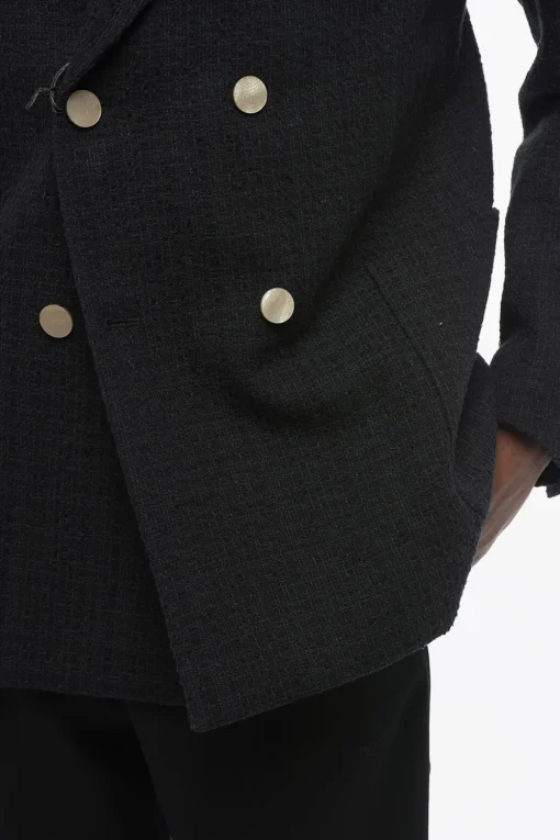 EMPORIO Blazer Doppiopetto in Tweed con Tasche a Toppa>Armani New