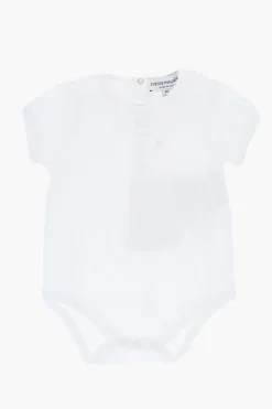 EMPORIO Body in Cotone Leggero a Maniche Corte con Colletto in Sangallo>Armani Junior Outlet