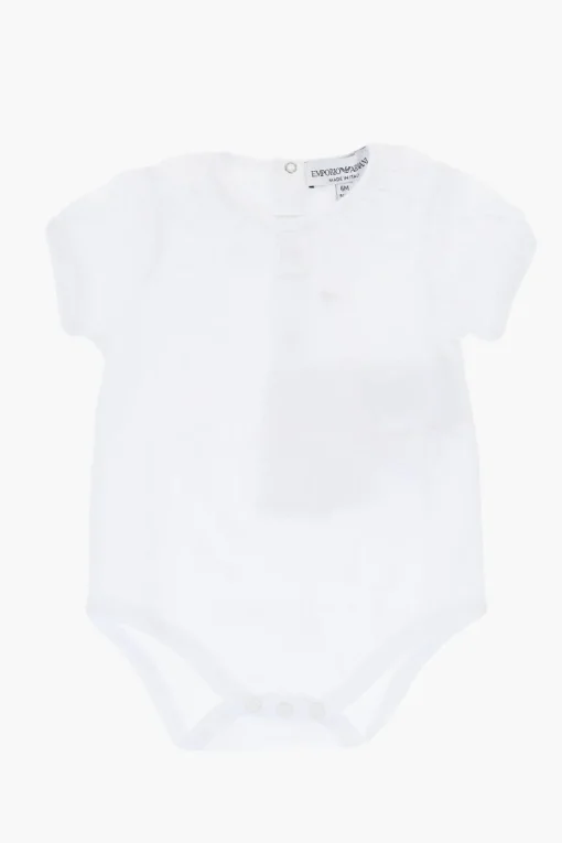 EMPORIO Body in Cotone Leggero a Maniche Corte con Colletto in Sangallo>Armani Junior Outlet