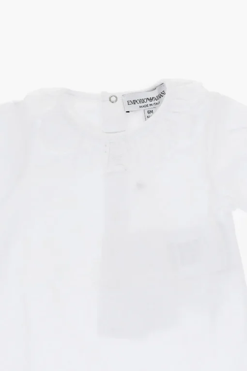 EMPORIO Body in Cotone Leggero a Maniche Corte con Colletto in Sangallo>Armani Junior Outlet
