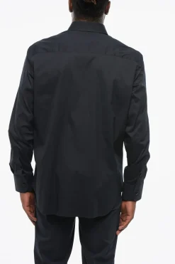 Hot EMPORIO Camicia in Misto Cotone con Collo Francese Uomo Camicie