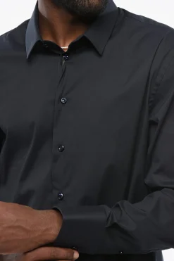 Hot EMPORIO Camicia in Misto Cotone con Collo Francese Uomo Camicie