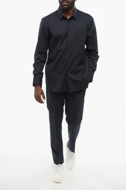 Hot EMPORIO Camicia in Misto Cotone con Collo Francese Uomo Camicie