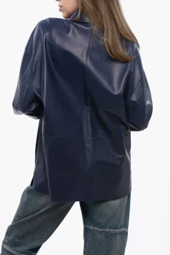 Outlet EMPORIO Camicia in Pelle con Bottoni a Pressione Donna Giubbotti