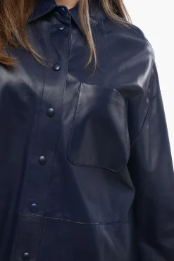Outlet EMPORIO Camicia in Pelle con Bottoni a Pressione Donna Giubbotti