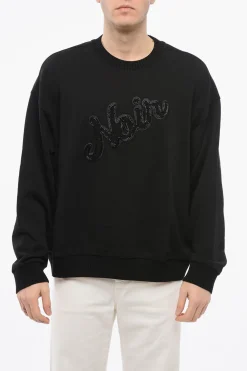 New EMPORIO Felpa Girocollo NOIR con Ricamo in Perline Uomo Felpe