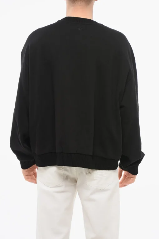 New EMPORIO Felpa Girocollo NOIR con Ricamo in Perline Uomo Felpe