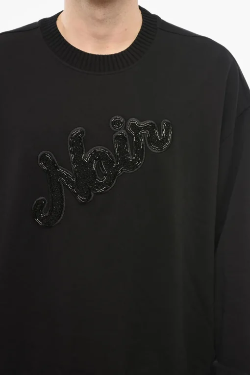 New EMPORIO Felpa Girocollo NOIR con Ricamo in Perline Uomo Felpe