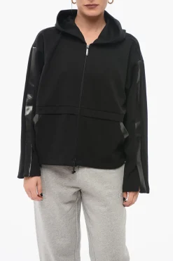 Sale EMPORIO Felpa Hoodie Zip-up con Dettagli in Cotone Spalmato Donna Felpe
