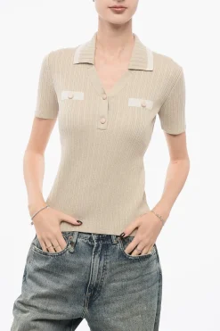 EMPORIO ICON Maglia a Costine con Collo a Polo>Armani New