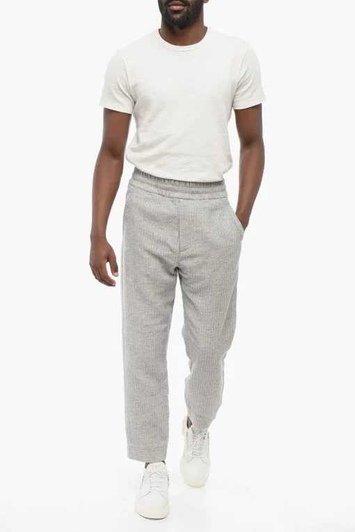 Hot EMPORIO Pantaloni 3 Tasche in Misto Lana a Costine Uomo Pantaloni