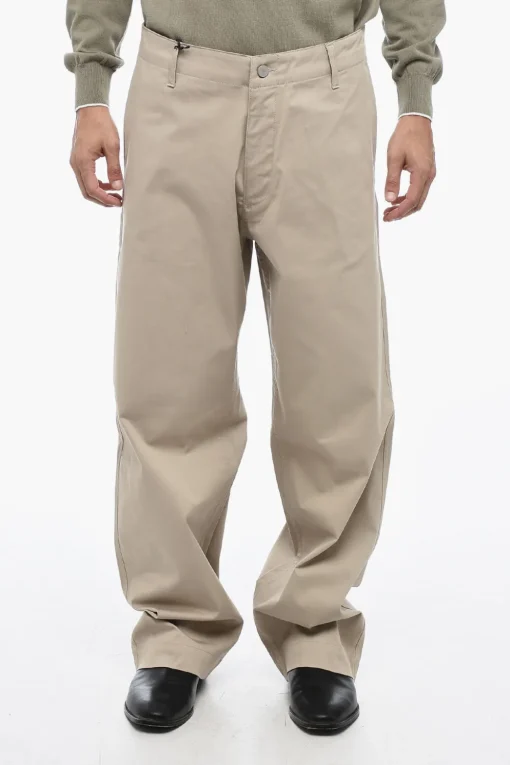 Clearance EMPORIO Pantaloni a Gamba Ampia in Cotone Stretch Uomo Pantaloni