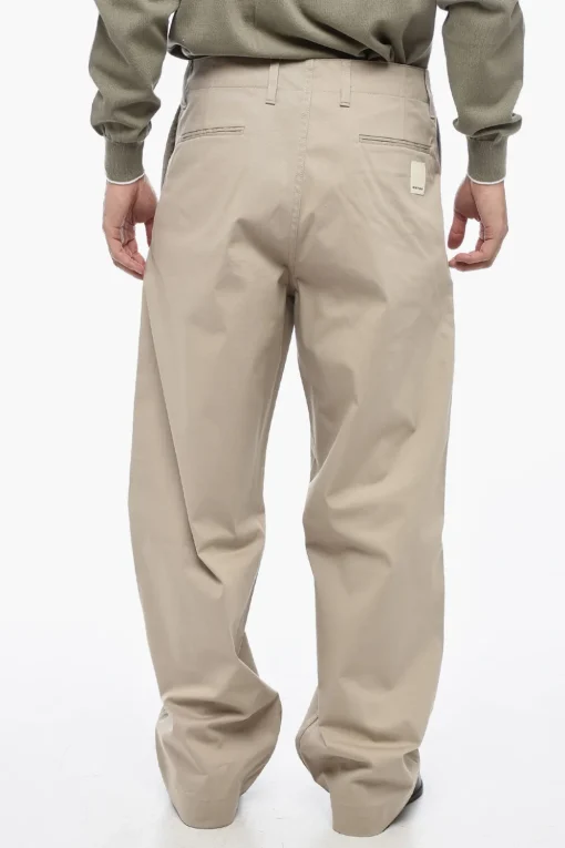 Clearance EMPORIO Pantaloni a Gamba Ampia in Cotone Stretch Uomo Pantaloni
