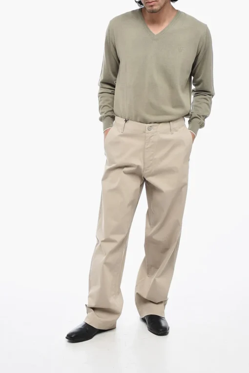 Clearance EMPORIO Pantaloni a Gamba Ampia in Cotone Stretch Uomo Pantaloni