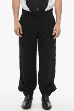 New EMPORIO Pantaloni Cargo ad 1 Pince con Polsini Regolabili Uomo Pantaloni