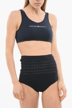 Sale EMPORIO Reggiseno Sportivo in Cotone Stretch con Logo Stampato Donna Intimo