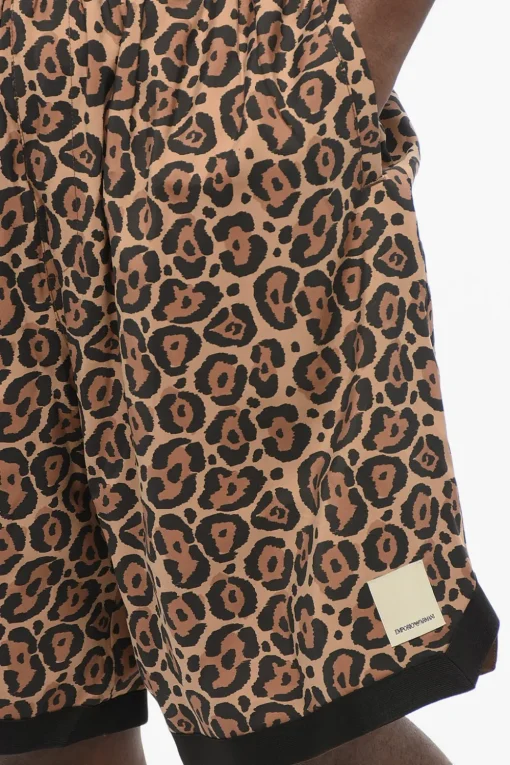 Fashion EMPORIO Shorts Reversibili in Tessuto Animalier Uomo Pantaloni