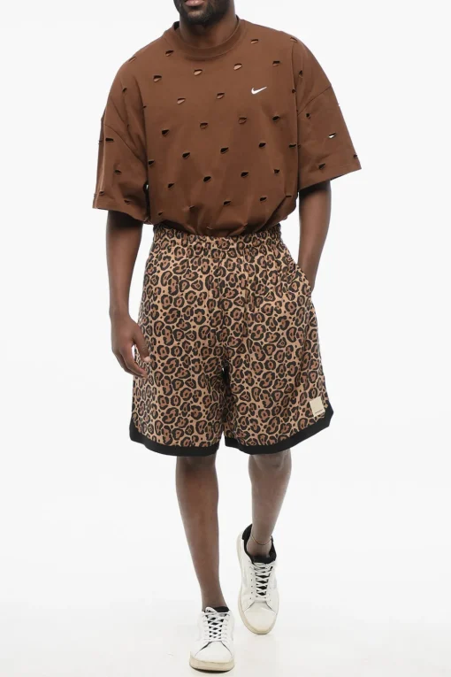 Fashion EMPORIO Shorts Reversibili in Tessuto Animalier Uomo Pantaloni
