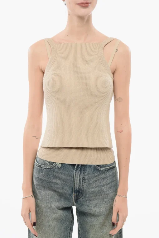 Fashion EMPORIO Top in Maglia a Doppio Strato Donna T-Shirts E Tops