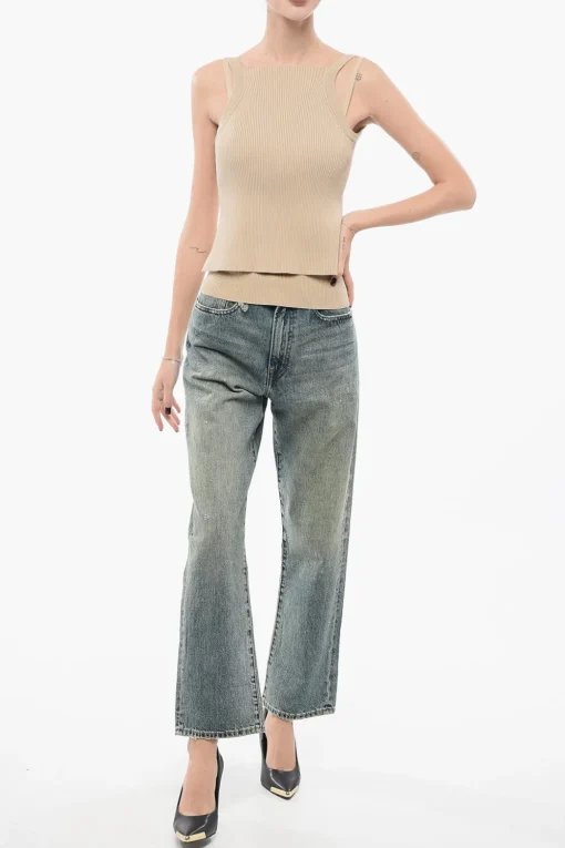 Fashion EMPORIO Top in Maglia a Doppio Strato Donna T-Shirts E Tops