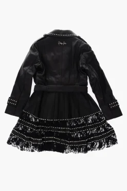 EST.1978 soprabito doppiopetto in pelle borchiato con fondo in pizzo></noscript>Philipp Plein Fashion
