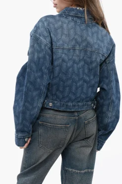 ETOILE Giubbotto in Denim Crop con Motivo Delavé>Isabel Marant Clearance