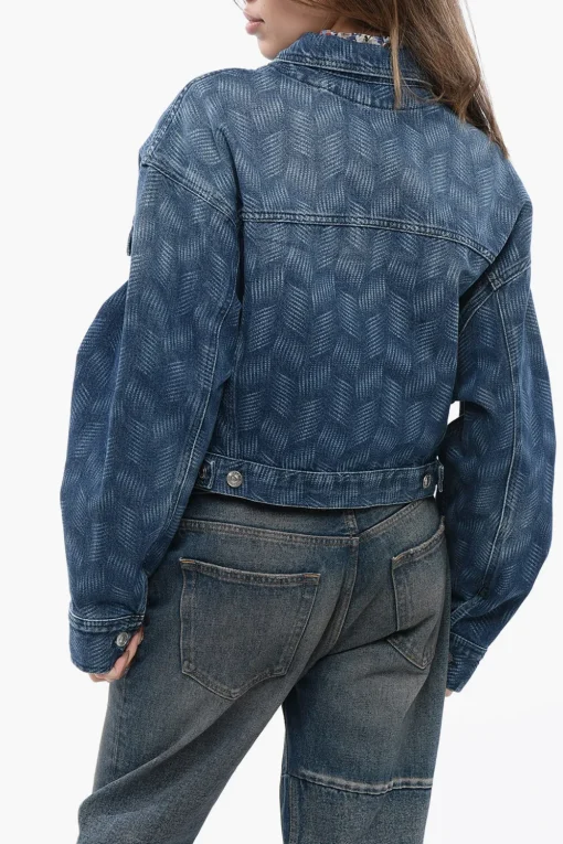 ETOILE Giubbotto in Denim Crop con Motivo Delavé>Isabel Marant Clearance
