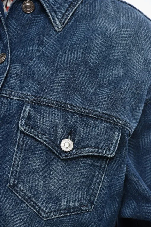 ETOILE Giubbotto in Denim Crop con Motivo Delavé>Isabel Marant Clearance