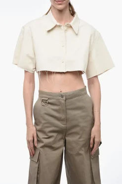 EXRAY Camicia Cropped Fit con Fondo a Taglio Vivo>Heron Preston Outlet