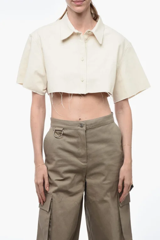 EXRAY Camicia Cropped Fit con Fondo a Taglio Vivo>Heron Preston Outlet
