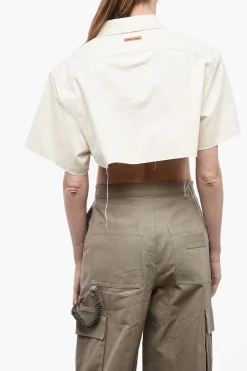 EXRAY Camicia Cropped Fit con Fondo a Taglio Vivo>Heron Preston Outlet