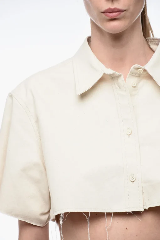EXRAY Camicia Cropped Fit con Fondo a Taglio Vivo>Heron Preston Outlet