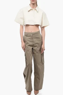 EXRAY Camicia Cropped Fit con Fondo a Taglio Vivo></noscript>Heron Preston Outlet