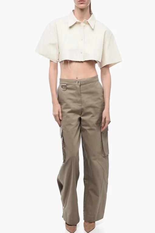 EXRAY Camicia Cropped Fit con Fondo a Taglio Vivo>Heron Preston Outlet
