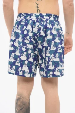 Clearance EYE MAN Shorts Stampati All-Over in Cotone Con Elastico in Vita Uomo Pantaloni