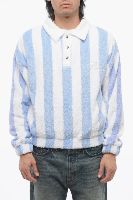 Felpa 3 Bottoni A Righe Awning in Cotone Spugnato>Rhude Sale