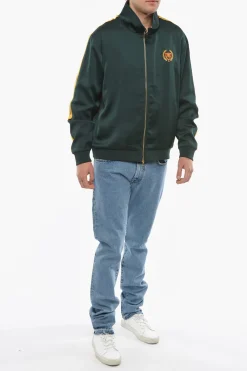 Sale Felpa ACADEMY Mock Neck in Satin con Bande Laterali a Contrato Uomo Felpe