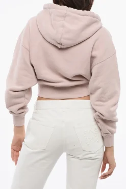 Felpa Con Cappuccio Crop BLING LEAVES In Cotone garzato>Off-White Best