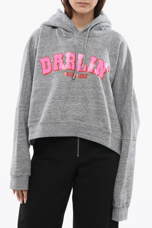Clearance Felpa Con Cappuccio DARLIN Stampata Melange Donna Felpe