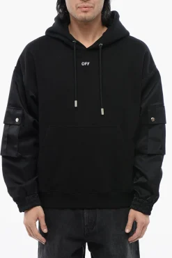 Outlet Felpa Con Cappuccio Garzata Con Maniche Bomber Uomo Felpe