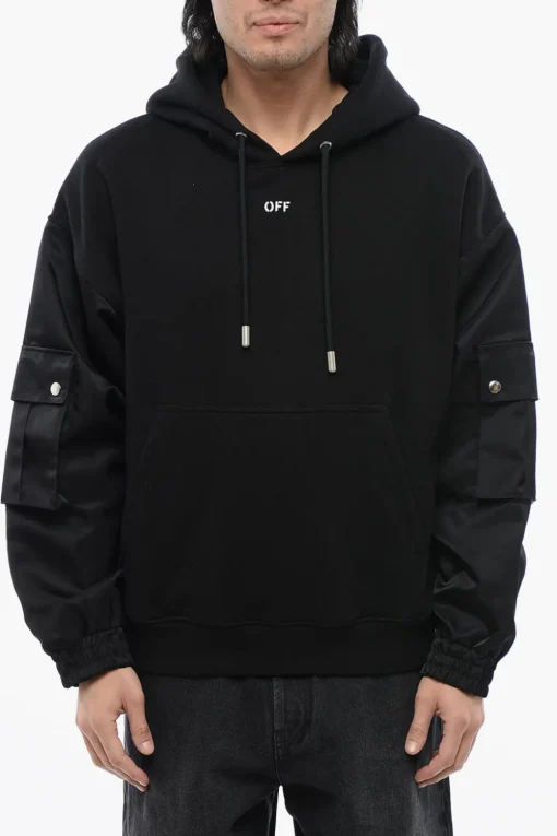 Outlet Felpa Con Cappuccio Garzata Con Maniche Bomber Uomo Felpe