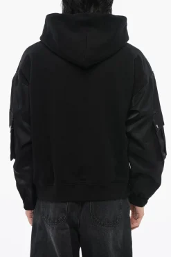 Outlet Felpa Con Cappuccio Garzata Con Maniche Bomber Uomo Felpe
