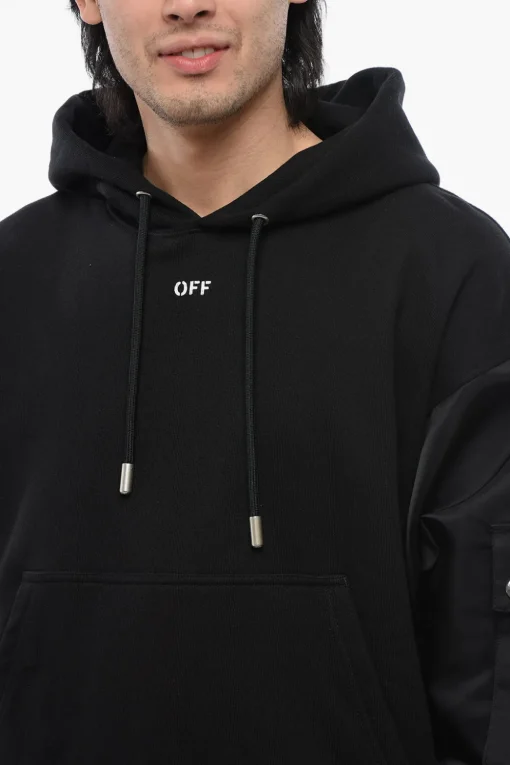 Outlet Felpa Con Cappuccio Garzata Con Maniche Bomber Uomo Felpe